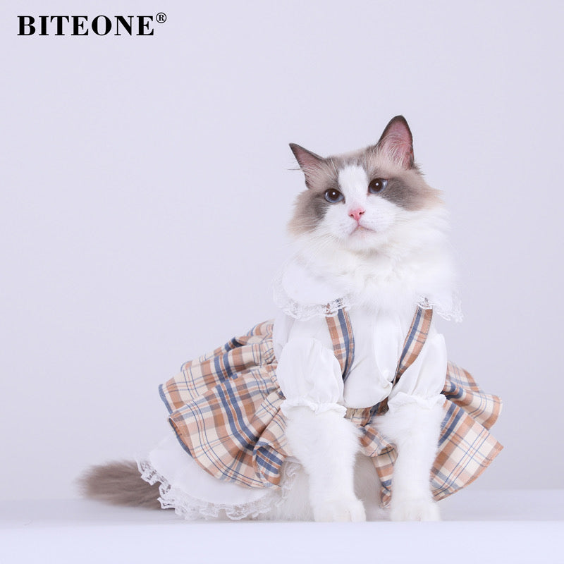 Pet Spring Plaid Skirt Set Fashionable Pet Clothing Most Popular Pet Clothing in 2024