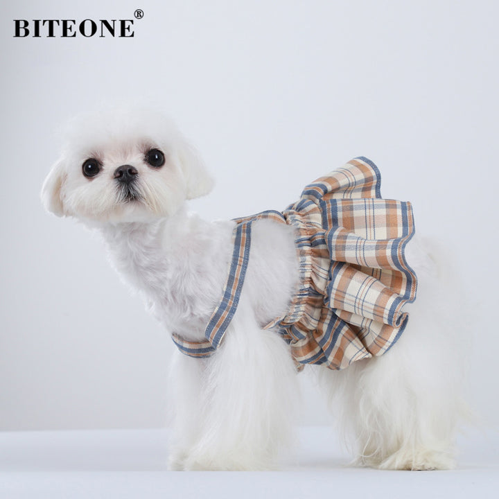 Pet Spring Plaid Skirt Set Fashionable Pet Clothing Most Popular Pet Clothing in 2024