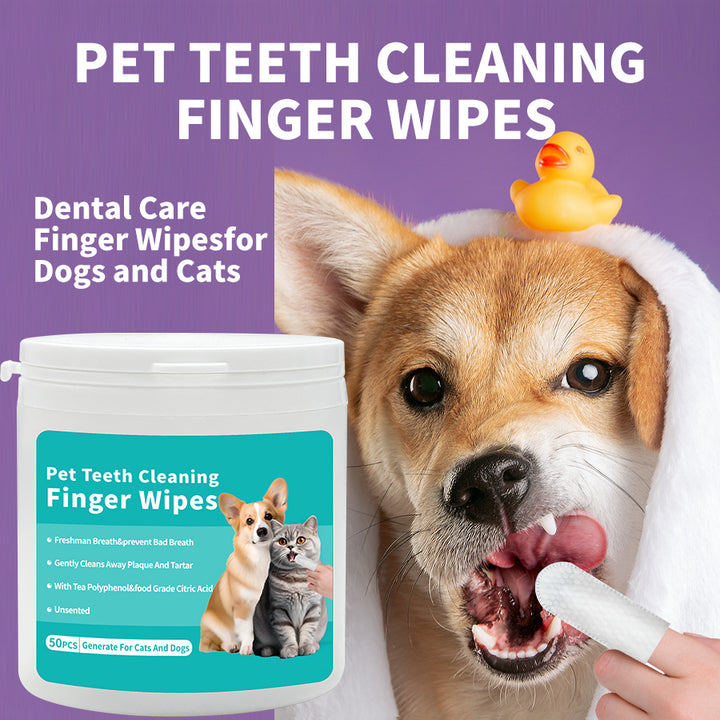 Pet teeth cleaning wipes.Take care of your pet's oral health.Clean teeth and freshen breath