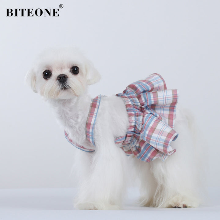 Pet Spring Plaid Skirt Set Fashionable Pet Clothing Most Popular Pet Clothing in 2024