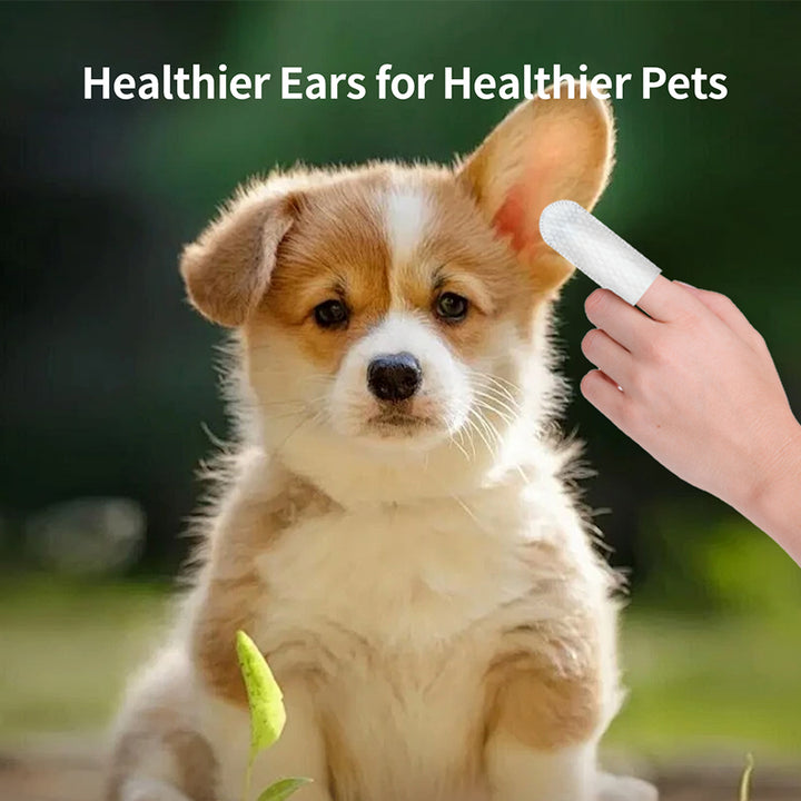 Pet ear cleaning wipes. Vet formulated. Effective ear cleaning finger wipes.