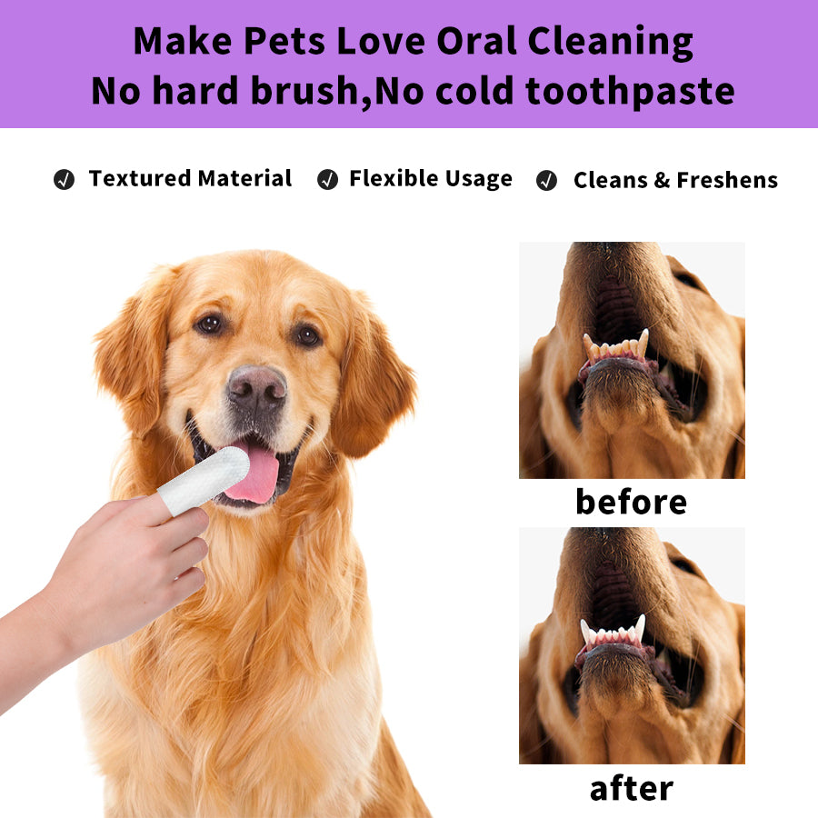 Pet teeth cleaning wipes.Take care of your pet's oral health.Clean teeth and freshen breath