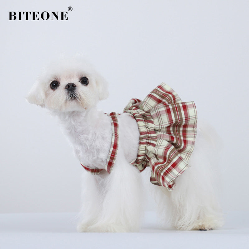 Pet Spring Plaid Skirt Set Fashionable Pet Clothing Most Popular Pet Clothing in 2024