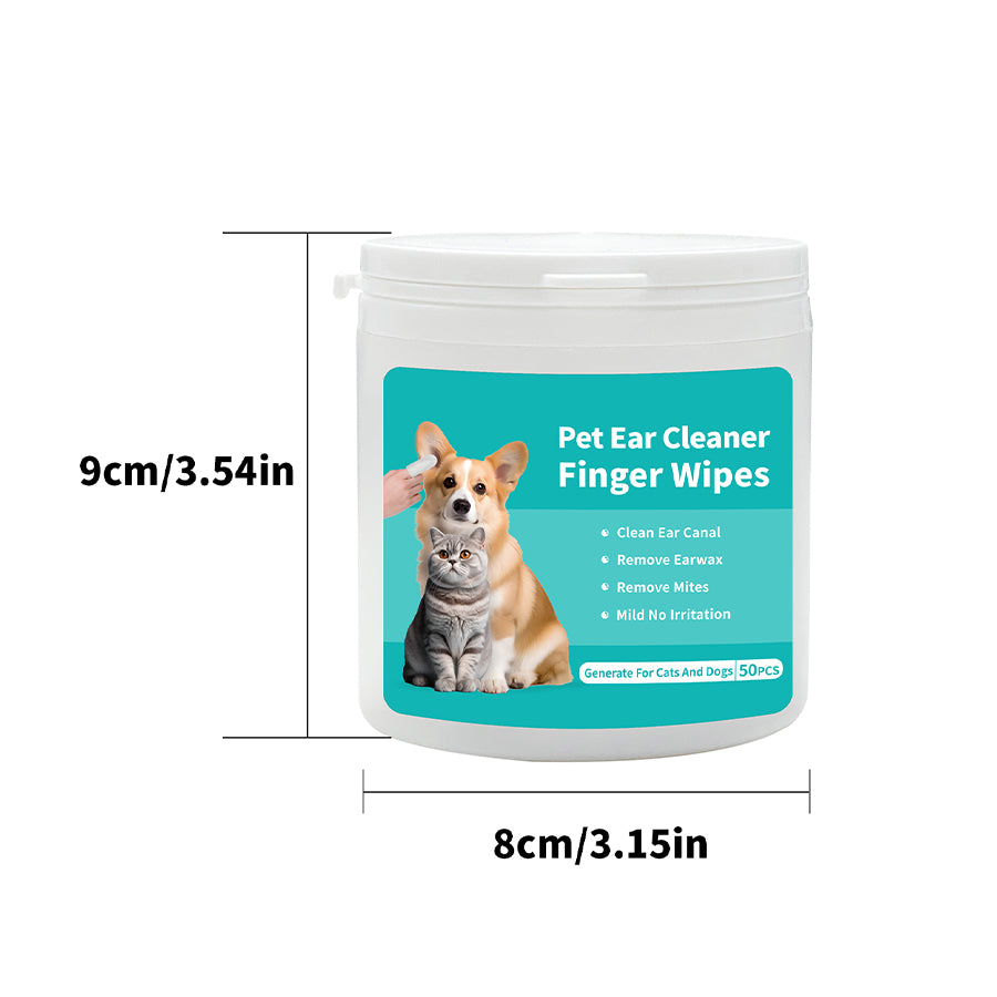 Pet ear cleaning wipes. Vet formulated. Effective ear cleaning finger wipes.