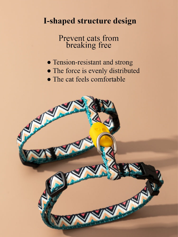 【Cat】Colorful-I-shaped cat harness set