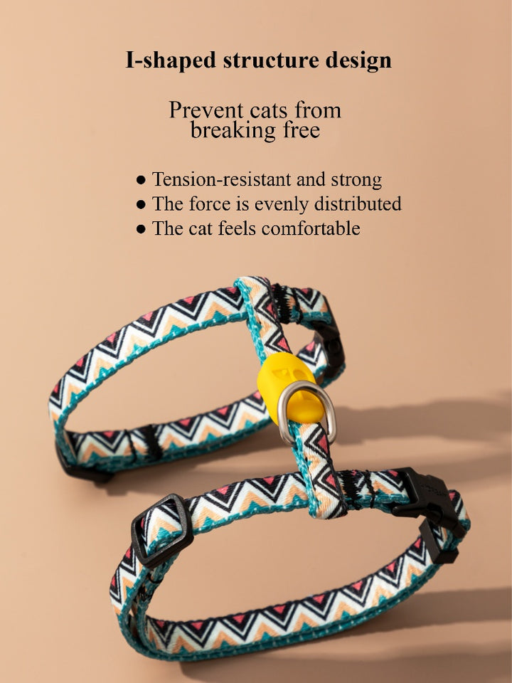【Cat】Colorful-I-shaped cat harness set